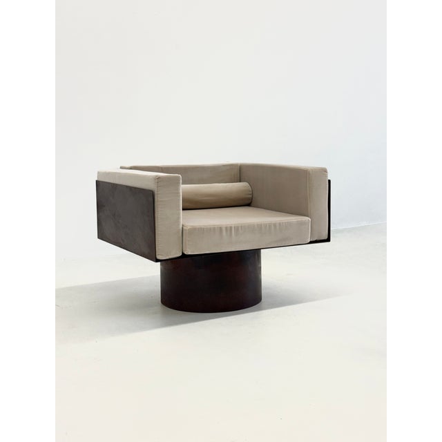 This set of two lounge chairs from Italy, designed in the 1970s, is a beautiful example of Brutalist design. The chairs...