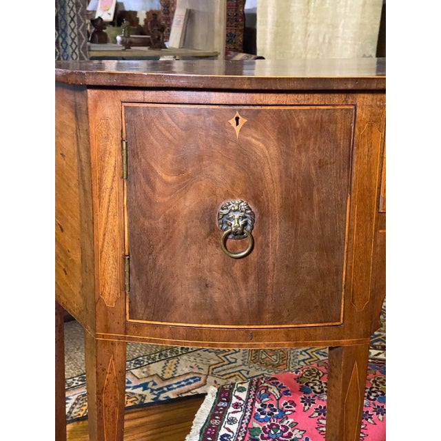 Traditional Antique English Sideboard Circa 1800 Georgian Inlaid Mahogany Bow Front For Sale - Image 3 of 13