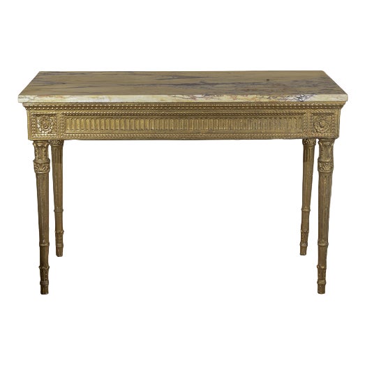 Console Table with Redone Marble Top For Sale