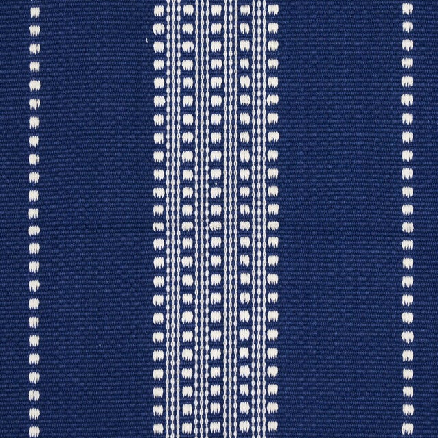 Contemporary Sample - Schumacher Lubeck Stripe Fabric in Ivory on Blue For Sale - Image 3 of 4