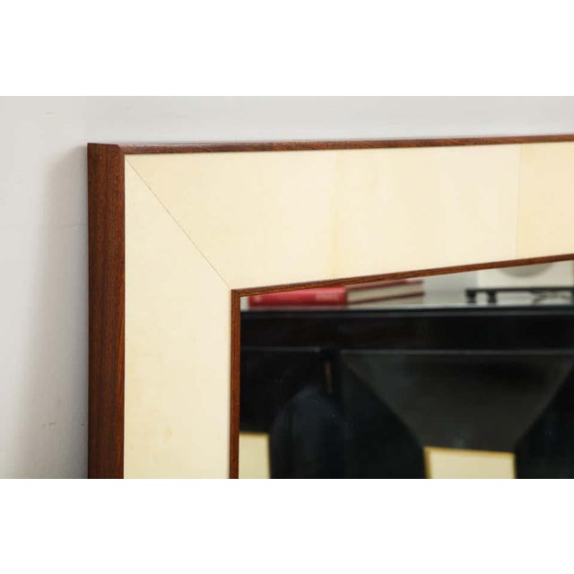 Contemporary Bespoke Parchment Framed Mirror With Mahogany Frame For Sale - Image 3 of 9
