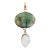 Vintage Sterling Silver Pendant Featuring an Emerald in Matrix Stone and a Moonstone For Sale