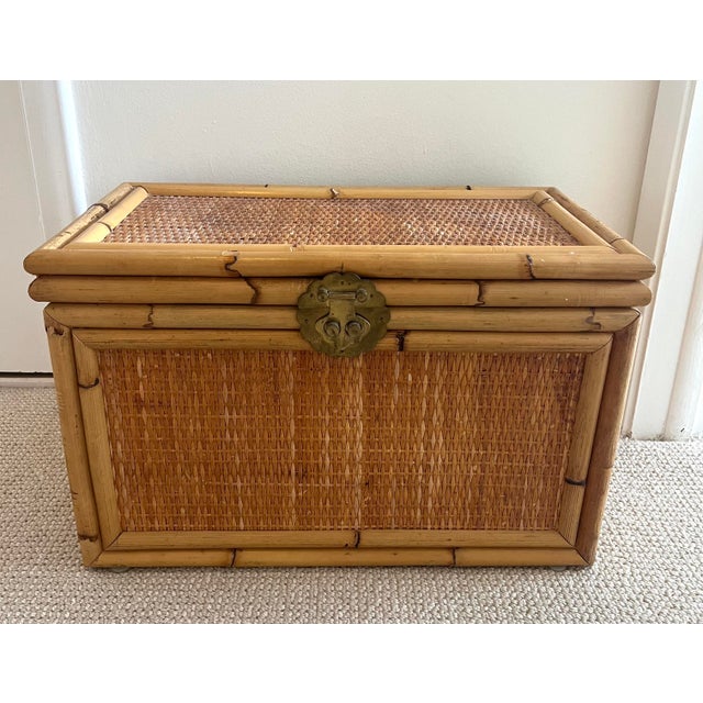 Vintage Bamboo & Woven Rattan Storage Trunk Chairish