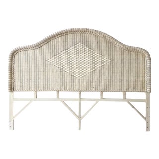 Boho Chic Off White Wicker King Size Headboard For Sale
