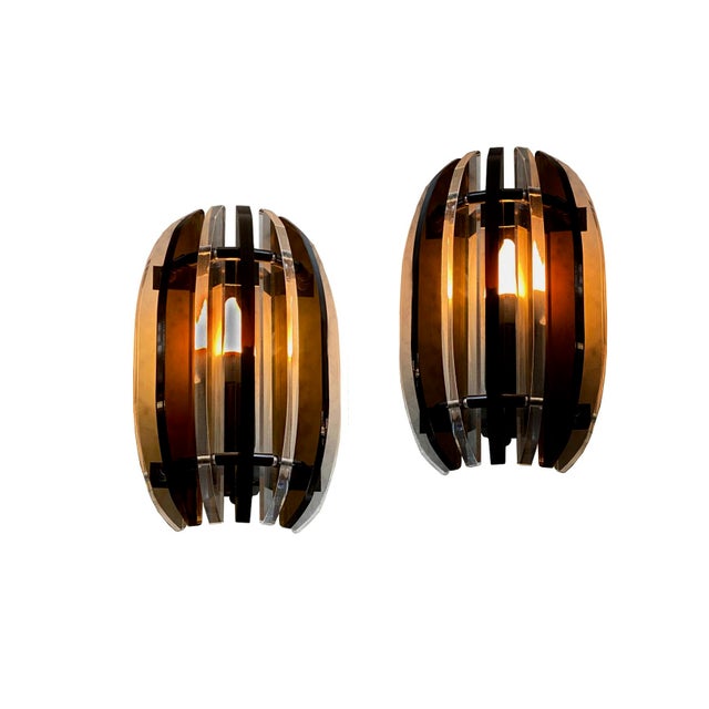 Midcentury Style Wall Lights in Acrylic, 1980s, Set of 2 For Sale - Image 17 of 18