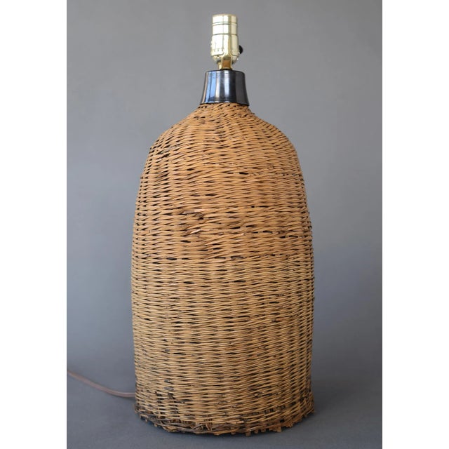 1970s Vintage Modern Boho Wicker Rattan Table Lamp For Sale - Image 13 of 13