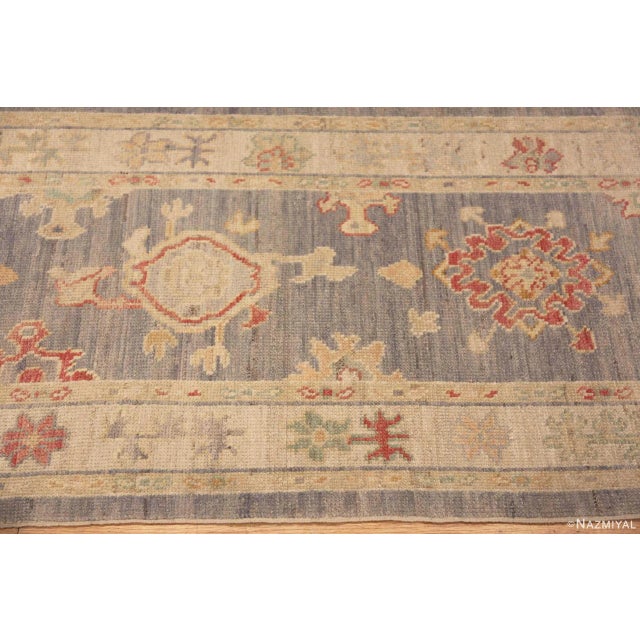 Soft Pastel Ivory Cream Modern Turkish Oushak Design Runner Rug For Sale - Image 11 of 12