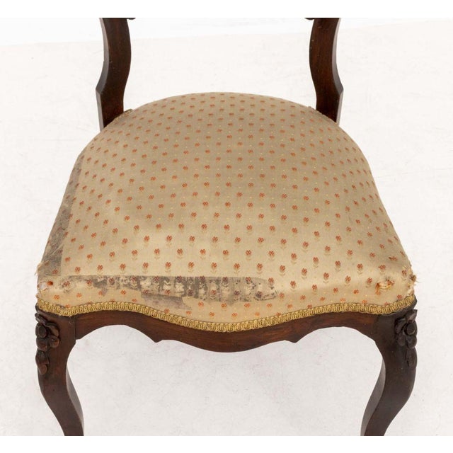 Wood Victorian Silk Upholstered Walnut Side Chairs, 2 For Sale - Image 7 of 10