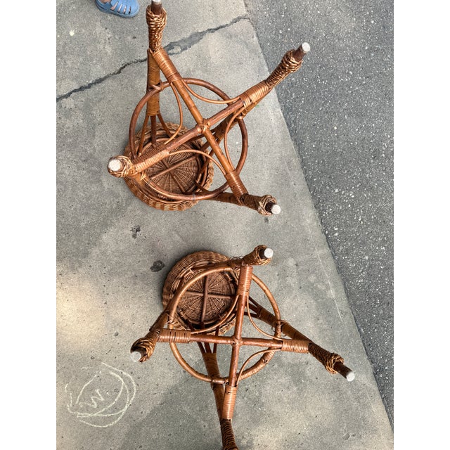 Pair of Wicker Vintage Bar Stools For Sale - Image 12 of 12
