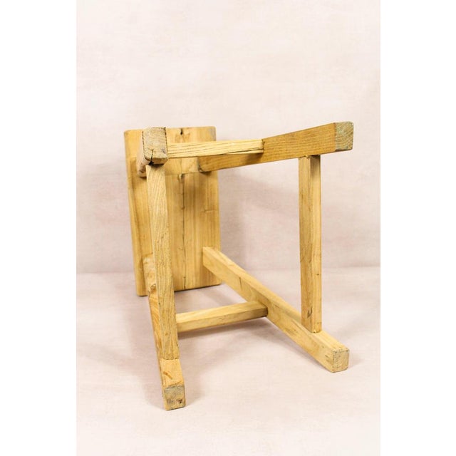 Vintage Rustic Elm Stool For Sale - Image 4 of 5