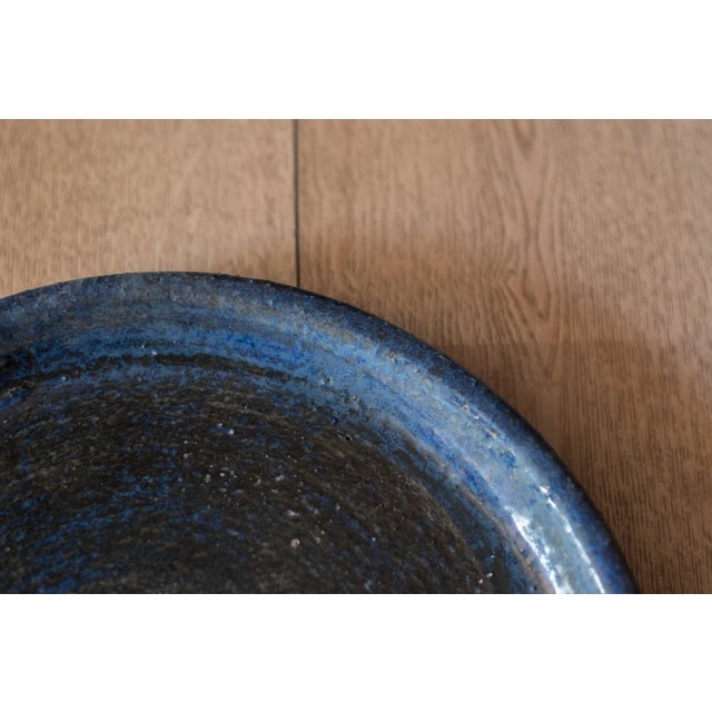 Vintage California Blue Glaze Planter Pot With Saucer by Gainey Ceramics For Sale - Image 11 of 12