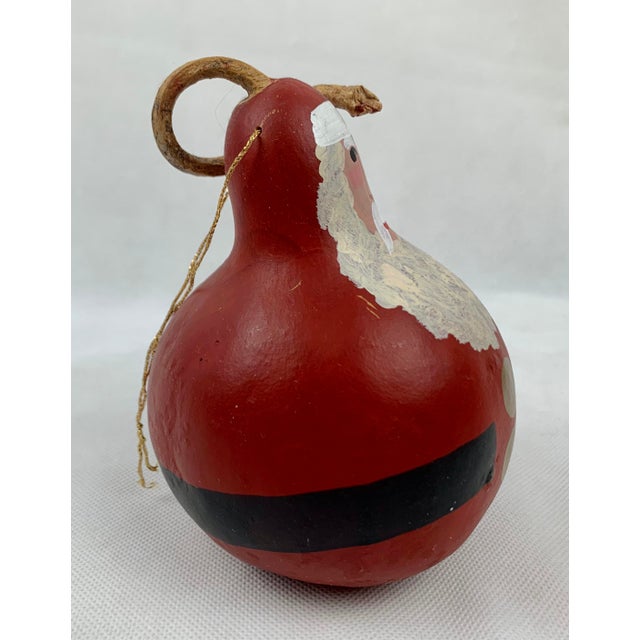 Wood Hand Painted Jolly Red Santa Ornament, Signed A. Hay, 1991 For Sale - Image 7 of 9