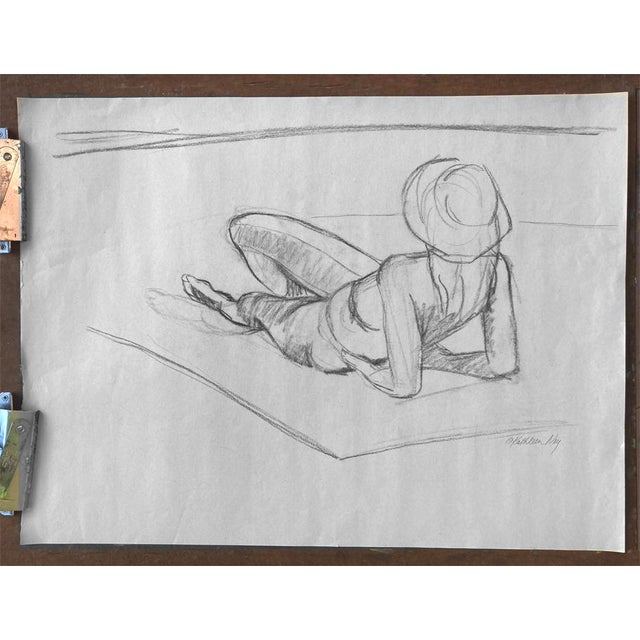 Contemporary Original Charcoal Life Drawing, Summer Ease For Sale - Image 3 of 4