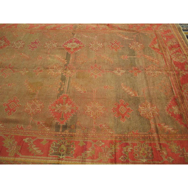 Early 20th Century Extraordinary Turkish Oushak Decorative Taupe Field With Occasional Abrash Rigorous Design For Sale - Image 5 of 7