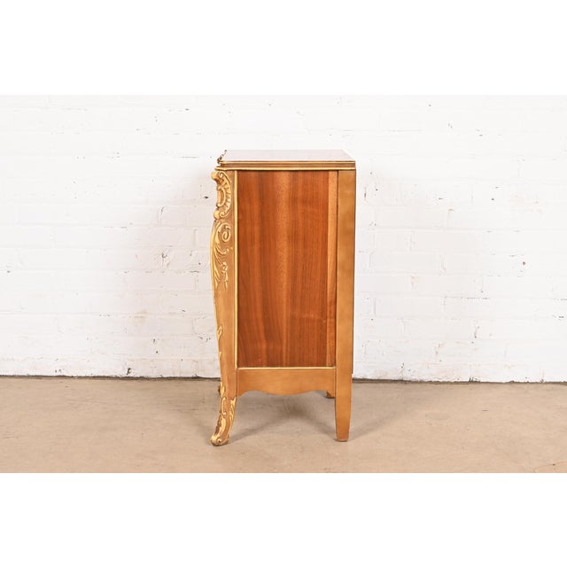 Antique French Provincial Louis XV Walnut and Parcel Painted Nightstand, Circa 1920s For Sale - Image 9 of 12