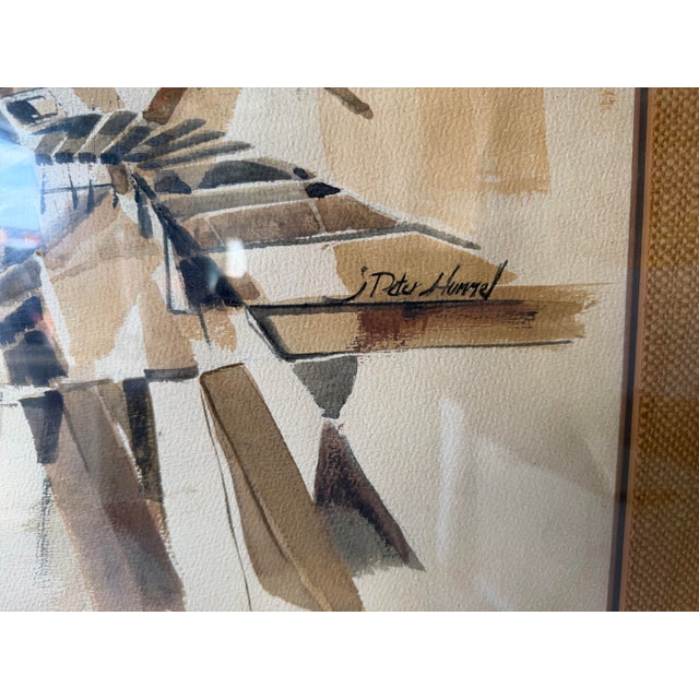 1970’s J. Peter Hummel Expressionist Abstract Architectural Watercolor Painting – Framed Under Glass For Sale - Image 9 of 12