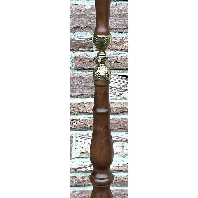 Brass & Wood Coat Rack, 1950s For Sale - Image 6 of 11