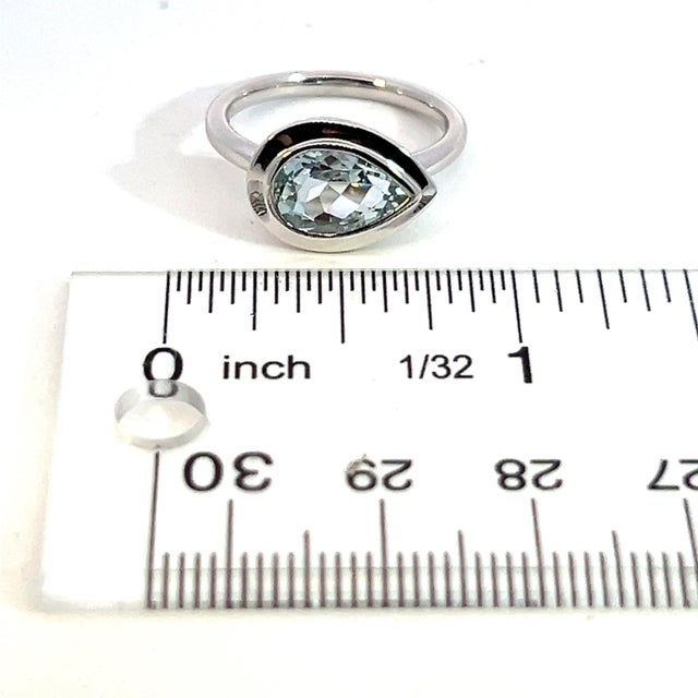 Natural Solitaire Aquamarine Ring Size 6.5 14k W Gold 1.60 Cts Certified For Sale - Image 9 of 10