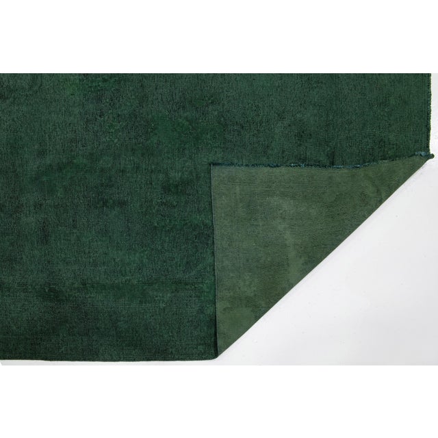Vintage Overdyed Persian Green Wool Rug Features an Allover Design For Sale - Image 4 of 11