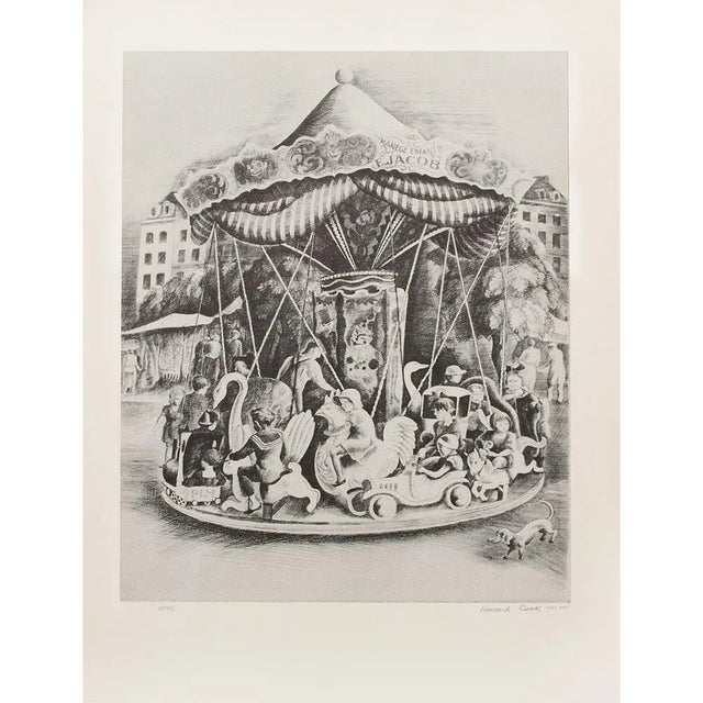 1939 After Howard Cook "Mary-Go-Round", First Edition Period Etching For Sale - Image 11 of 11