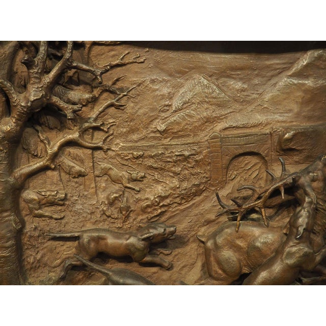 Brown Pair of Large Antique French Oak Framed Hunt Plaques, P. Lecourtier (1851-1925) For Sale - Image 8 of 18
