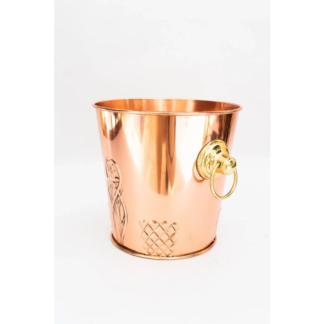 Art Deco Champagne or Wine Cooler in Copper and Brass, Vienna, Austria, 1920s For Sale - Image 3 of 9
