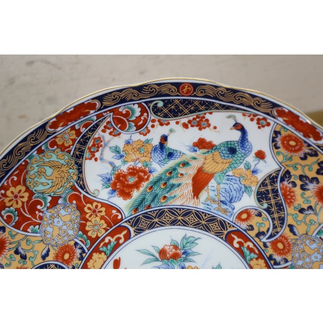 Blue Vintage Japanese Blue White & Polychrome Imari Charger Plates 12" - 5 pcs For Sale - Image 8 of 15