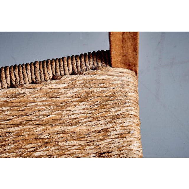 Rustic Oak Lounge Chairs with Hand-Woven Rush Seats, France, 1940s, Set of 2 For Sale - Image 6 of 15