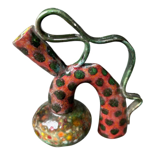 Ceramic Sculpture Vase in the Style of George Ohr For Sale