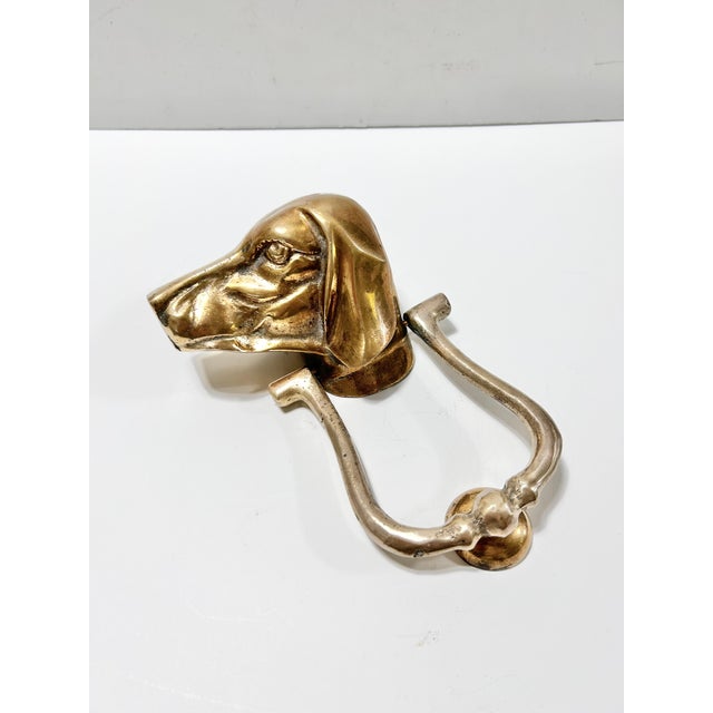 Vintage Solid Brass Hound Dog Door Knocker, Sporting Dog Entry Hardware For Sale - Image 10 of 10