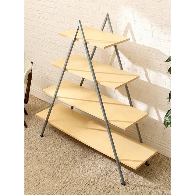 Late 20th Century Modern a-Frame Wood & Metal Display Shelf For Sale - Image 9 of 9