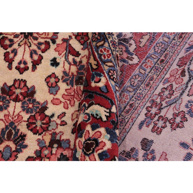 1970s Handmade Ivory Red Floral Oriental Rug 6'2" X 8'8" For Sale In New York - Image 6 of 7