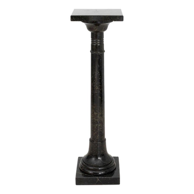 Victorian Black Fossil Marble Pedestal For Sale