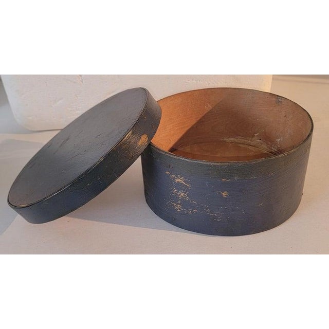 This fine indigo blue pantry box is in original dark blue paint. Found in New England estate. Condition is very good.