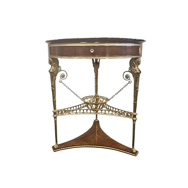 Gueridon in Mahogany and Gilded Bronze, 1960s For Sale - Image 6 of 6