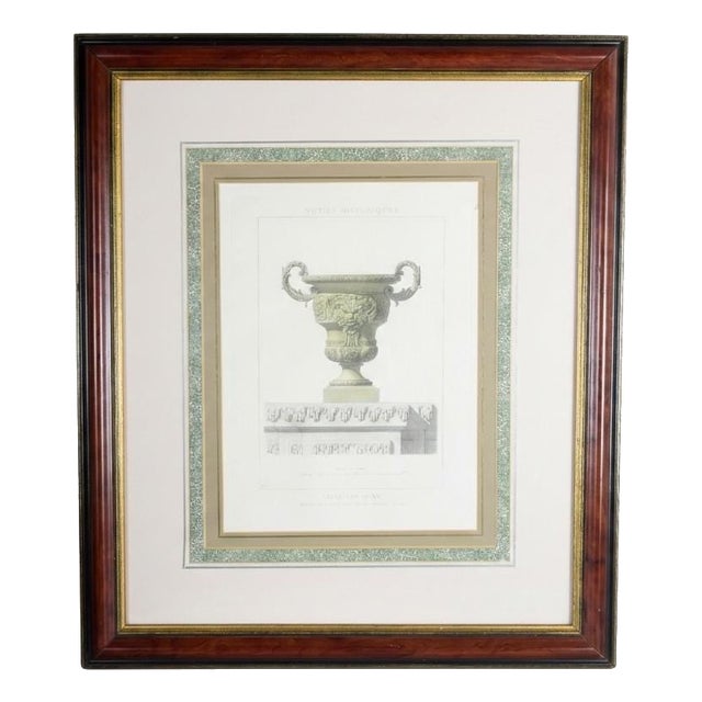 Louis XIV Style Vase, Versailles Neptune Basin, Lithograph, 1960s, Framed For Sale