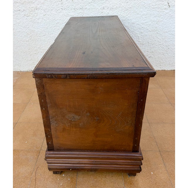 Spanish Carved Wooden Chest with Geometric and Floral Motifs, 1840 For Sale - Image 11 of 13