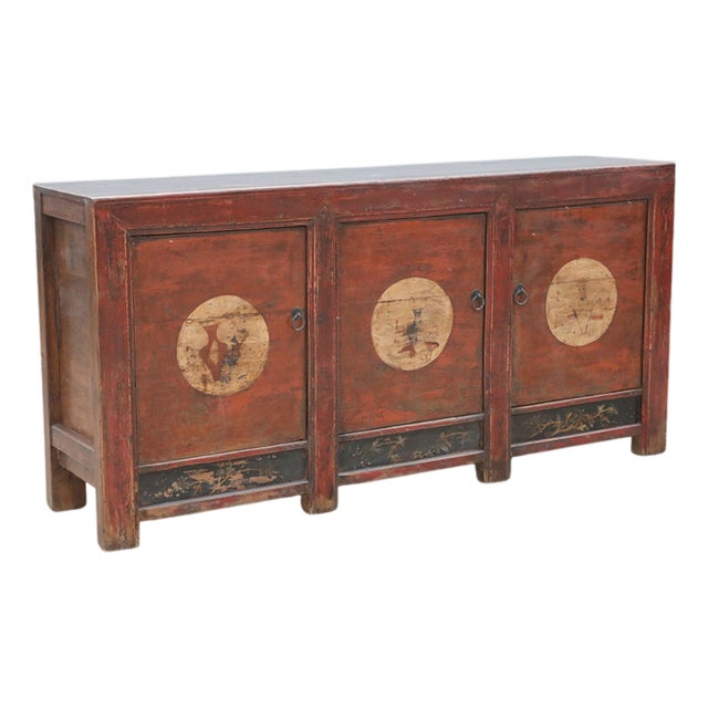 Antique Chinese Painted Rice Cabinet For Sale