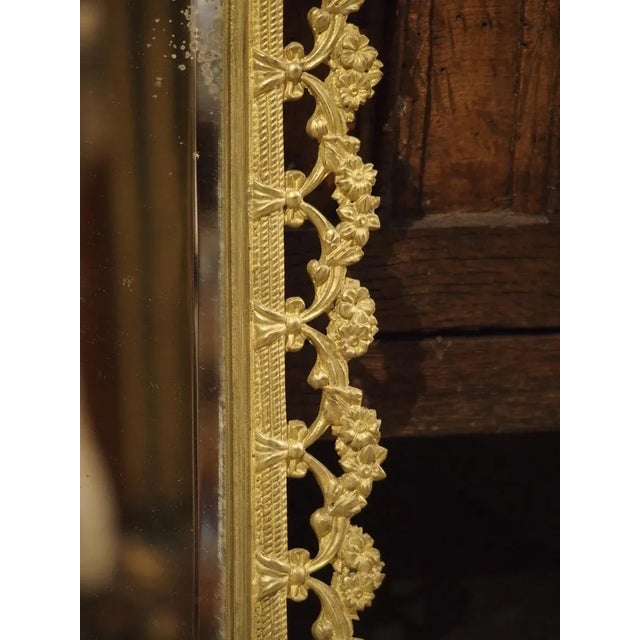 Antique French Bronze Dore Mirrors With Mascarons and Floral Motifs, Circa 1880 - a Pair For Sale - Image 9 of 13