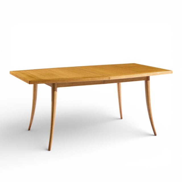 Harvey Probber Mid Century Bleached Mahogany Saber Leg Expanding Dining Table With 1 Leaf For Sale In Chicago - Image 6 of 10