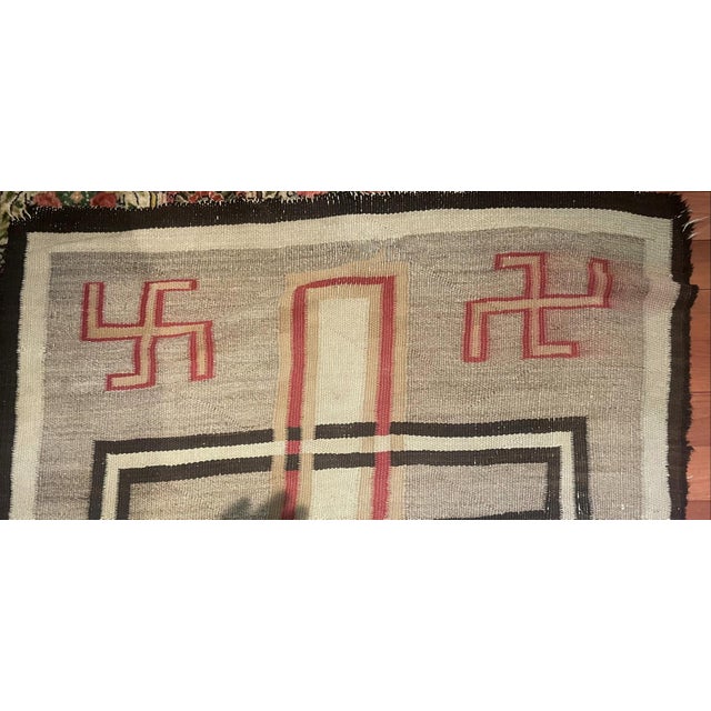 Native American 1900s, Handmade Antique Native-American Navajo Rug 3.8' X 6.1' For Sale - Image 3 of 6