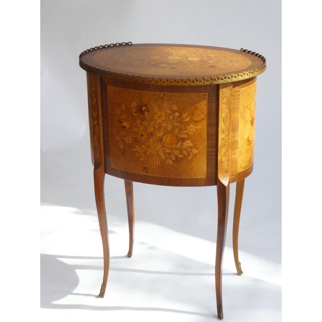 Wood French Louis XV Nightstand with Drawers and Floral Details, 1920s For Sale - Image 7 of 14