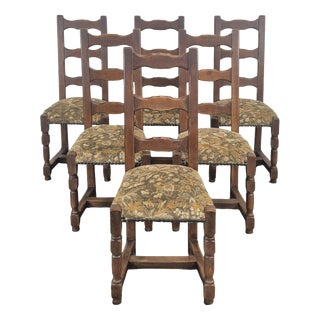 Rustic Chairs with Slatted Backs, Set of 6 For Sale