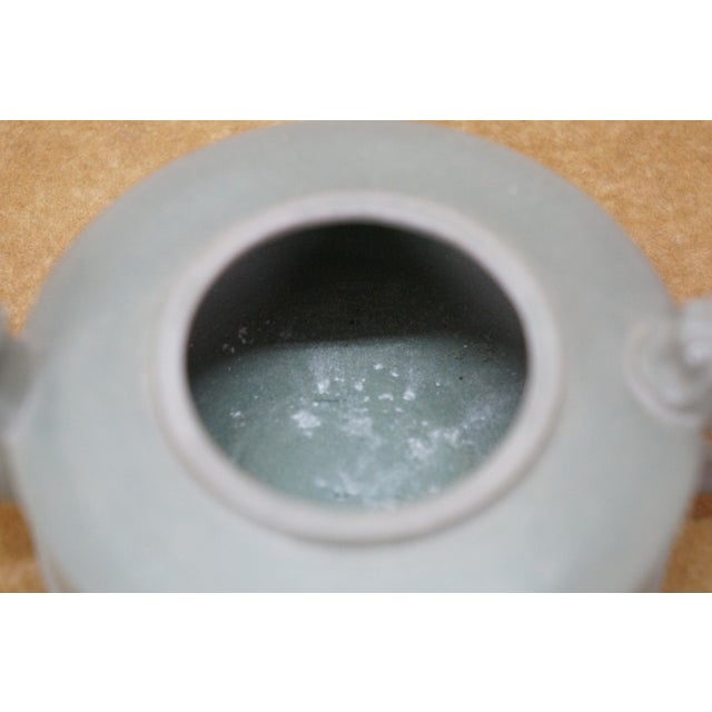 Sculpture Materials Vintage Chinese Yixing Zisha Green Clay Dragon Koi Fish Kung Fu Teapot 5.5" For Sale - Image 7 of 15