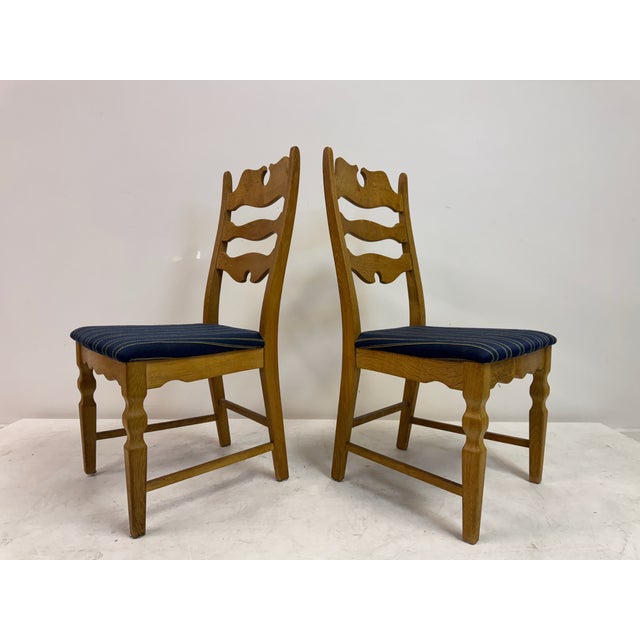 Vintage Razorblade Dining Chairs in Oak by Henning Kjaernulf, 1960s, Set of 6 For Sale - Image 9 of 17