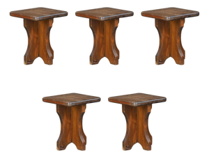 French Alpine Chalet Stool in Pine, France, 1970s
