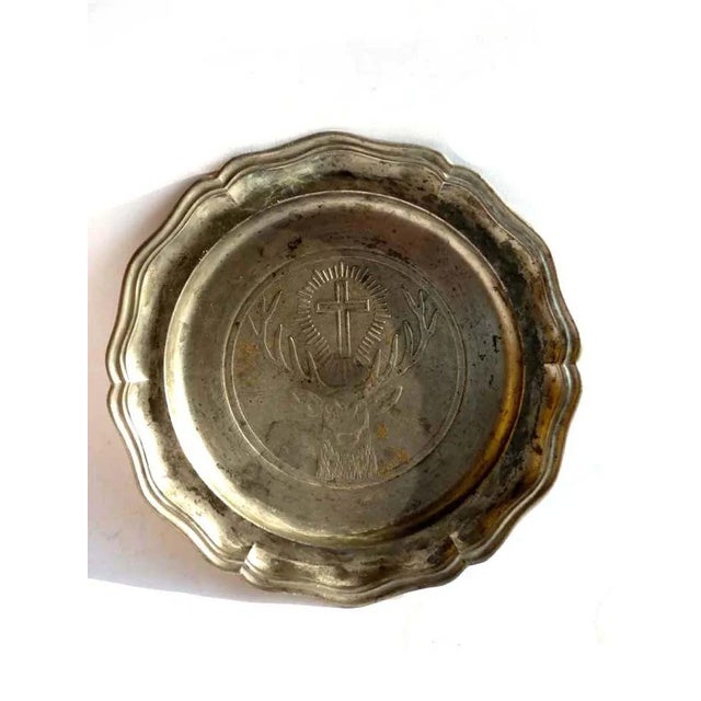 Jagermeister Advertising Liquor Pewter Plate, 1950s For Sale - Image 6 of 6