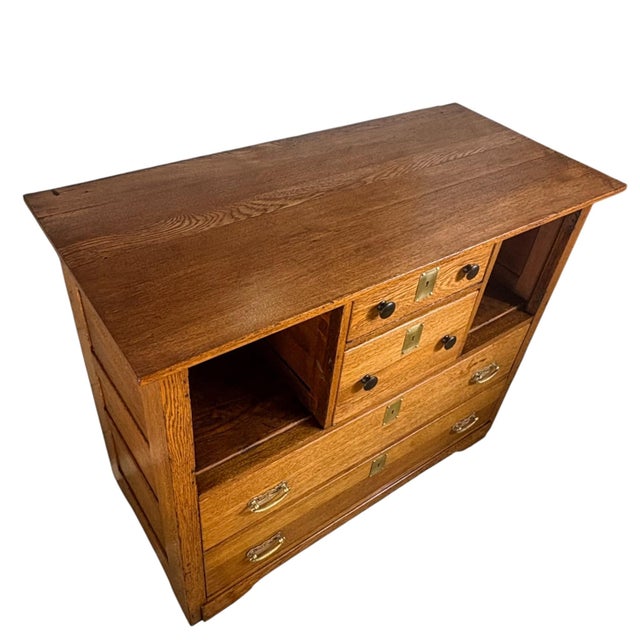 Antique Oak Arts & Crafts Style Sideboard For Sale - Image 9 of 18