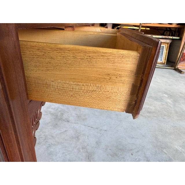 Brown Vintage Harden Chippendale-Style Mahogany Three-Drawer Console Table For Sale - Image 8 of 12