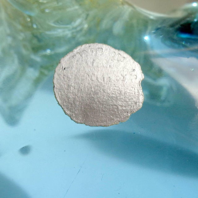 Mid 20th Century Murano Sommerso Blue Gold Flecks Butterfly Italian Art Glass Vintage Decorative Leaf Shape Bowl For Sale - Image 5 of 5